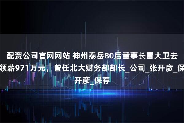 配资公司官网网站 神州泰岳80后董事长冒大卫去年领薪971万元，曾任北大财务部部长_公司_张开彦_保荐